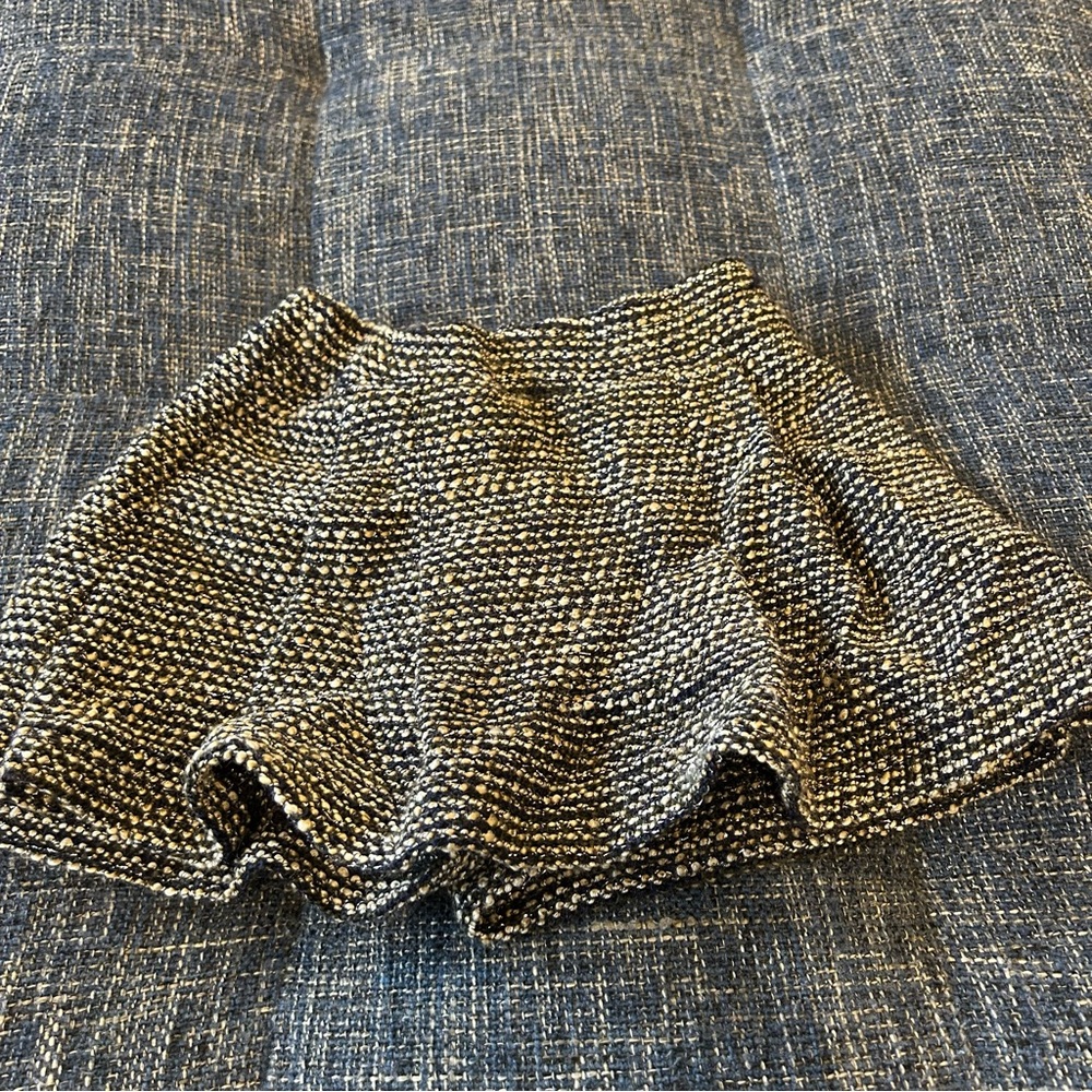 Zara Toddler Tweed Skort Skirt Black Metallic Silver